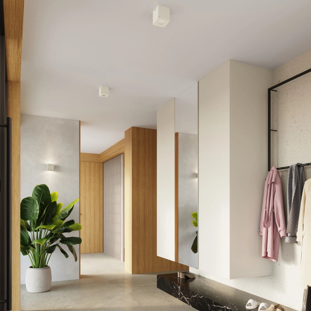Spot soffitto industriale quadrato cemento beige GU10 TETRIS