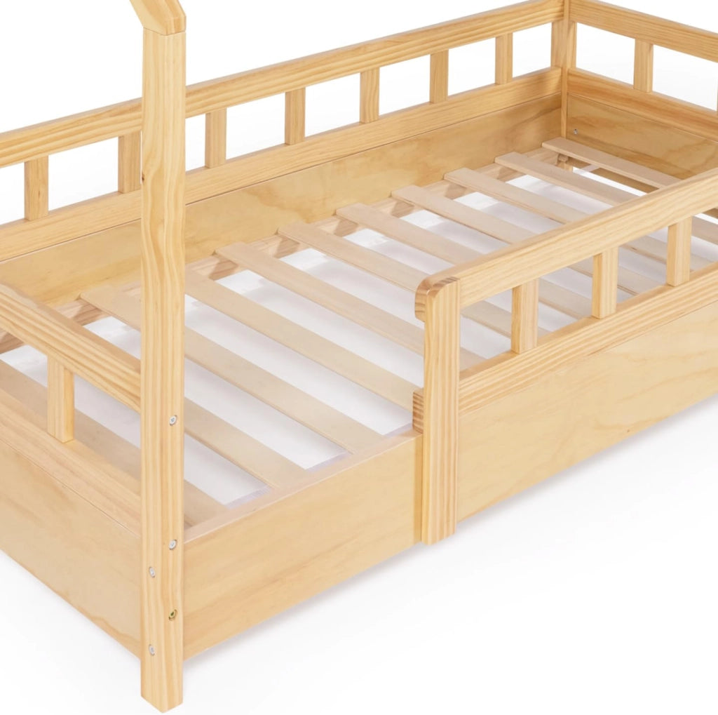 Letto a capanna per bambini 80 x 160 CM in legno con base e sponde NEREE