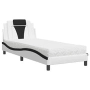Letto singolo | Letto per adulti | Letto Viana con Materasso Nero e Bianco 80x200 cm in Similpelle