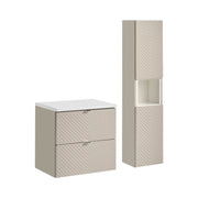 Insieme AOKI: mobile sottolavabo con cassetti 60cm + piano lavabo bianco + colonna di stoccaggio