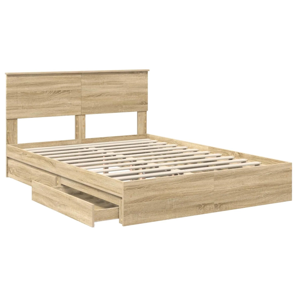 Letto con Contenitore con testiera Rovere Sonoma 150 x 200 cm