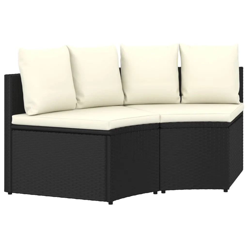 Set Divani da Giardino 2 pz con Cuscini in Polyrattan Nero cod mxl 70663