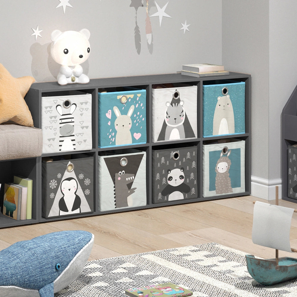 Vicco Libreria bambini Grigio 143 x 72 cm con 8 scatole pieghevoli