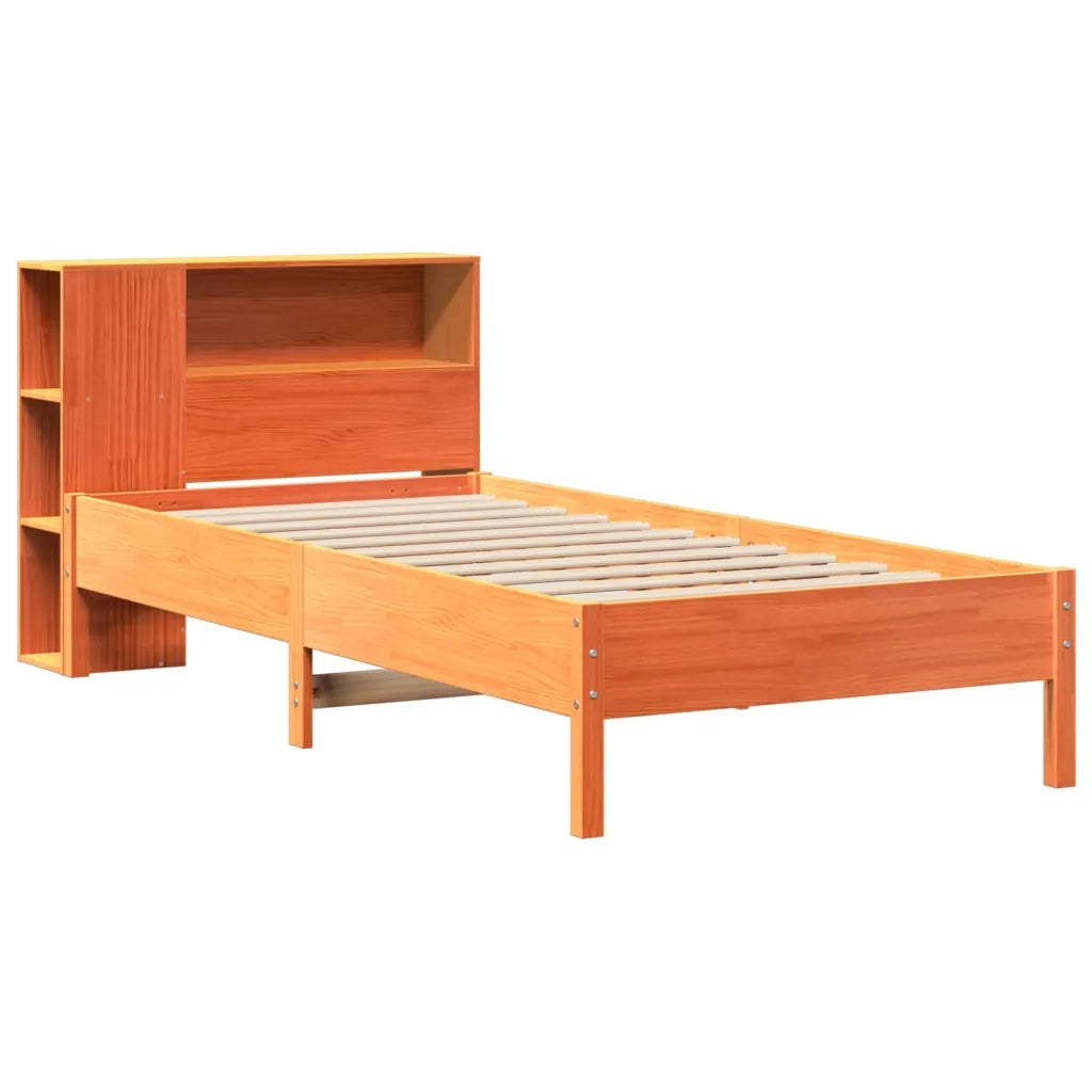vidaXL Letto Libreria senza Materasso Marrone Cera 100x200 cm in Pino