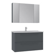 Set mobile lavabo con specchio (2 pezzi) "Nuvola 100 v2" - 100 x 50 x 62 cm - Antracite