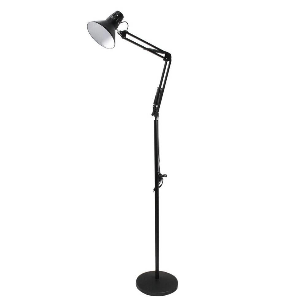 Trade Shop - Lampada A Piantana Da Terra Braccio Orientabile Luce Lettura In Metallo E27 D15 - Nero