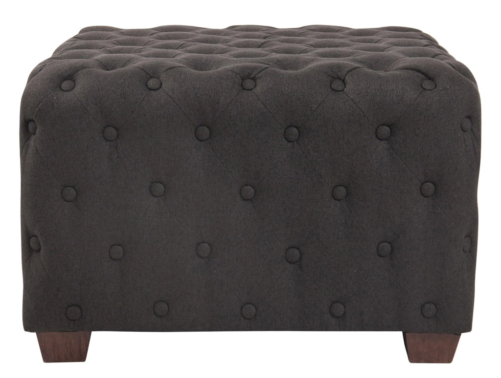 Pouf trapuntato Nimes in tessuto grigio scuro