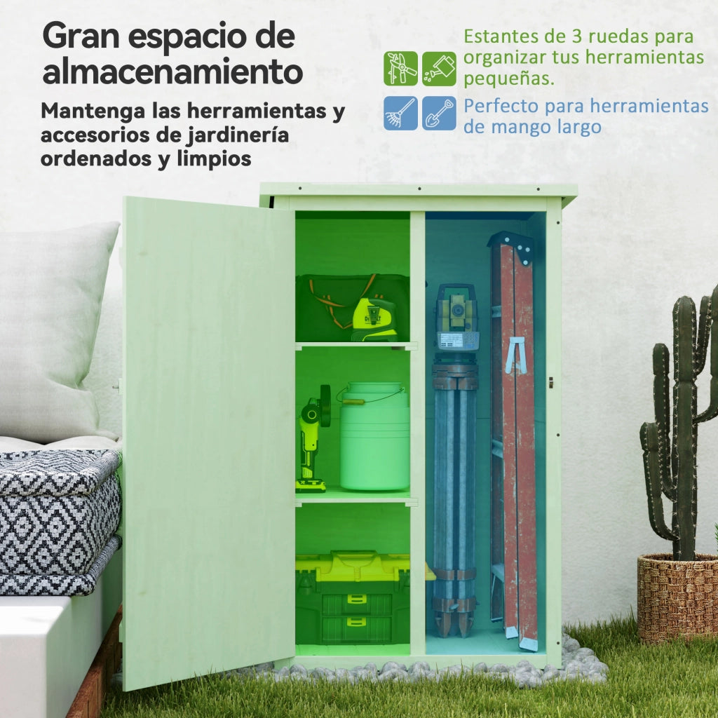 Armadio da Giardino in Legno per Esterno con 2 Ripiani e Copertura ¨C zephmum ¨C Verde 75x56x115 cm