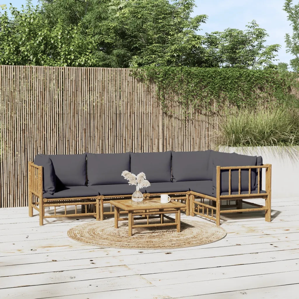Set Salotto da Giardino 6pz con Cuscini Grigio Scuro BambÃ¹cod mxl 76316