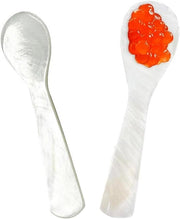 Set di 2 cucchiai di caviar in madreperla - Design unico - Madreperla - Manico rotondo - Accessorio culinario lussuoso - Adatto per occasioni speciali - Madreperla bianca