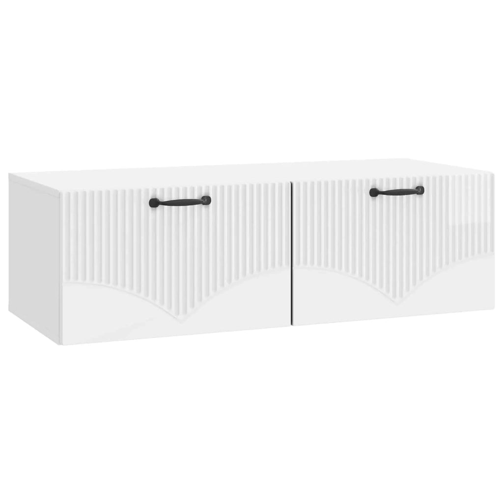 Mobile Porta TV da Muro Bianco Lucido 98 x 41 x 30 cm 899039