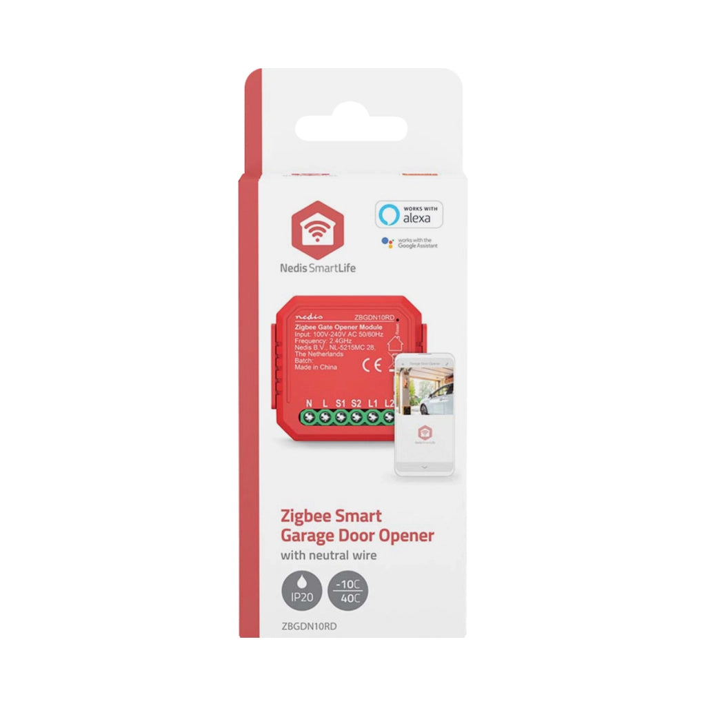 Interruttore Connesso Zigbee 3.0 2.5W per Apriporta da Garage Rosso Nedis