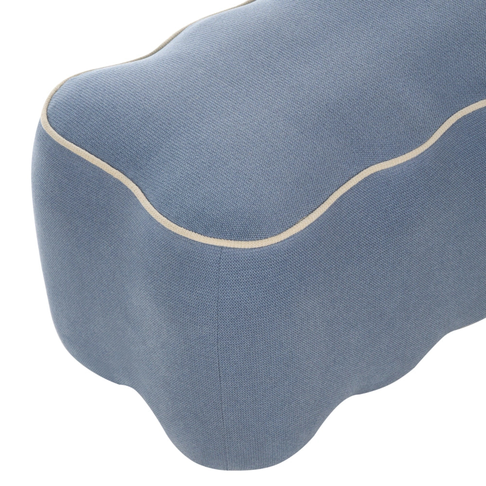 Panca rettangolare in tessuto azzurro 69 x 38, poggiapiedi, elemento decorativo per soggiorno e camera da letto