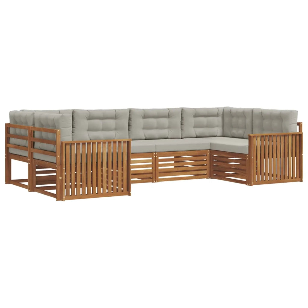 Set di divani da esterno 6 pcs Grigio Naturale e Chiaro