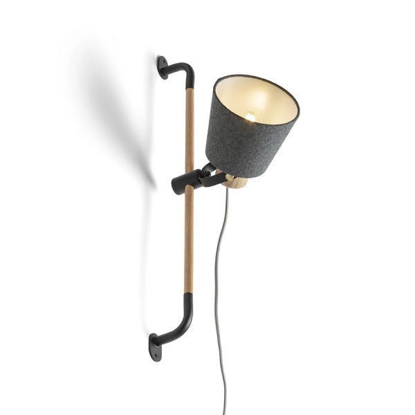 Lampada CHOUPETTE scorrevole da parete grigio nerastro tessuto/legno 230V E27 15W