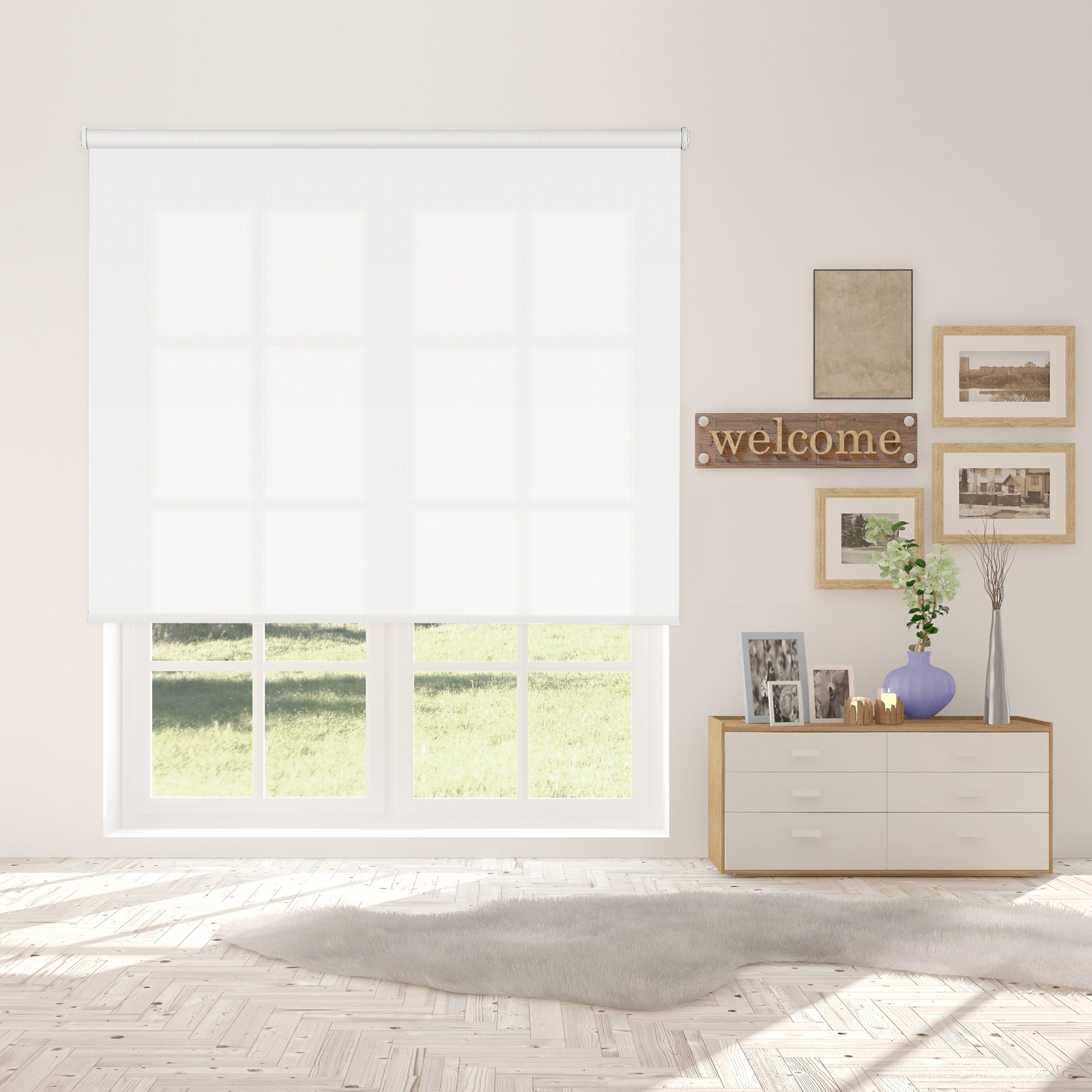 VIEWTEX Tenda a rullo Traslucida Shape Bianco 120 X 250cm - Made in Europe - 5 anni di garanzia