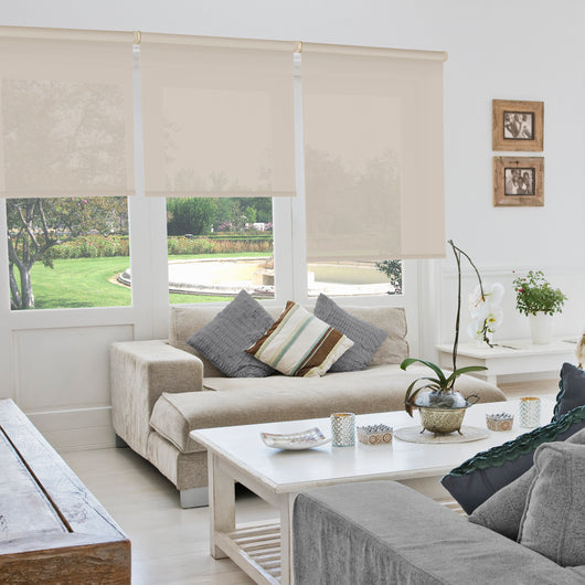 VIEWTEX Tenda a rullo Screen  10% Grado di apertura lino sabbia 150 x 250 cm - Made in Europe - 5 anni di garanzia