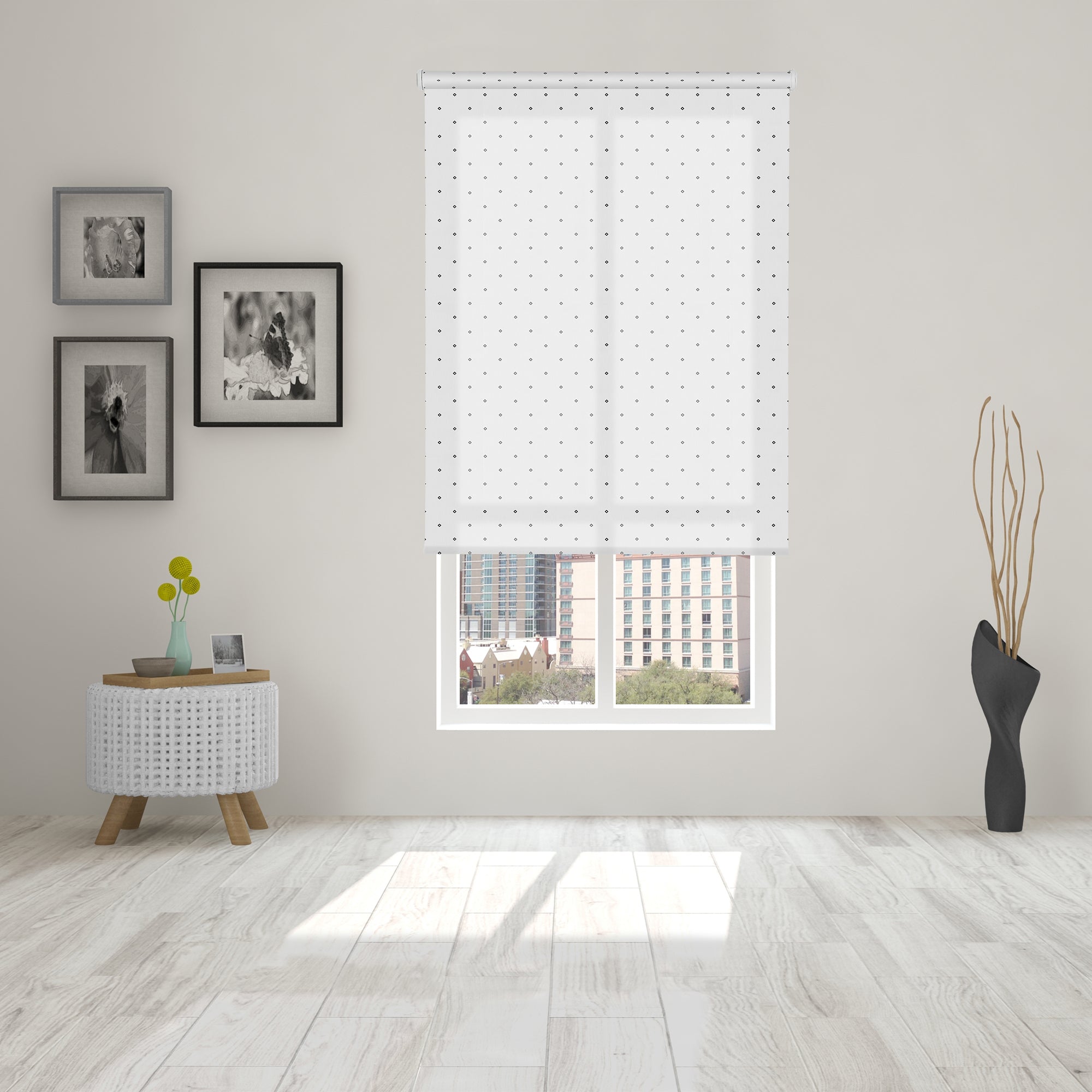 VIEWTEX Tenda a rullo Twist Printed Bianco e Nero 90 X 250cm - Made in Europe - 5 anni di Garanzia