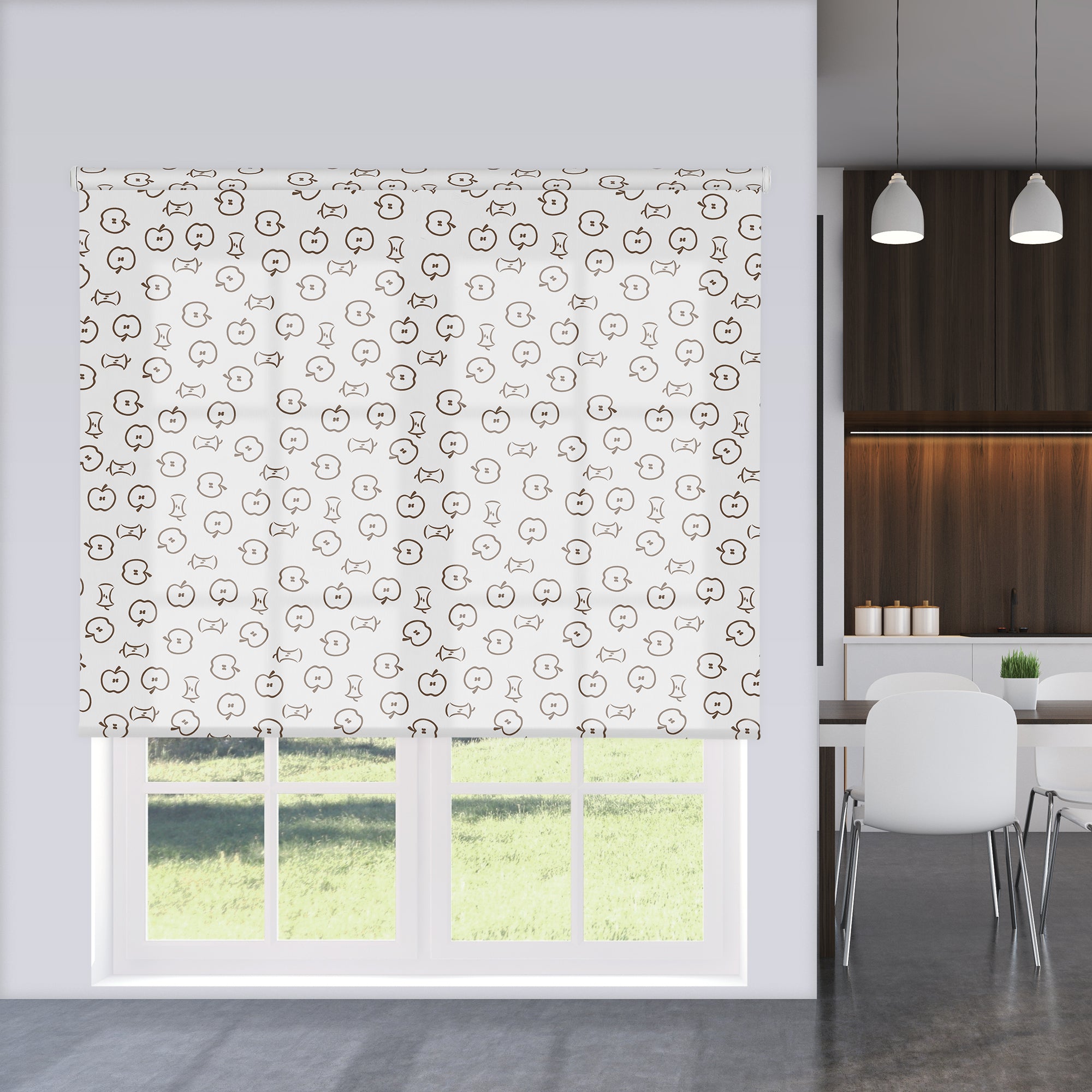 VIEWTEX Tenda a rullo Jazz Printed Bianco e Marrone 150 X 250cm - Made in Europe - 5 anni di Garanzia