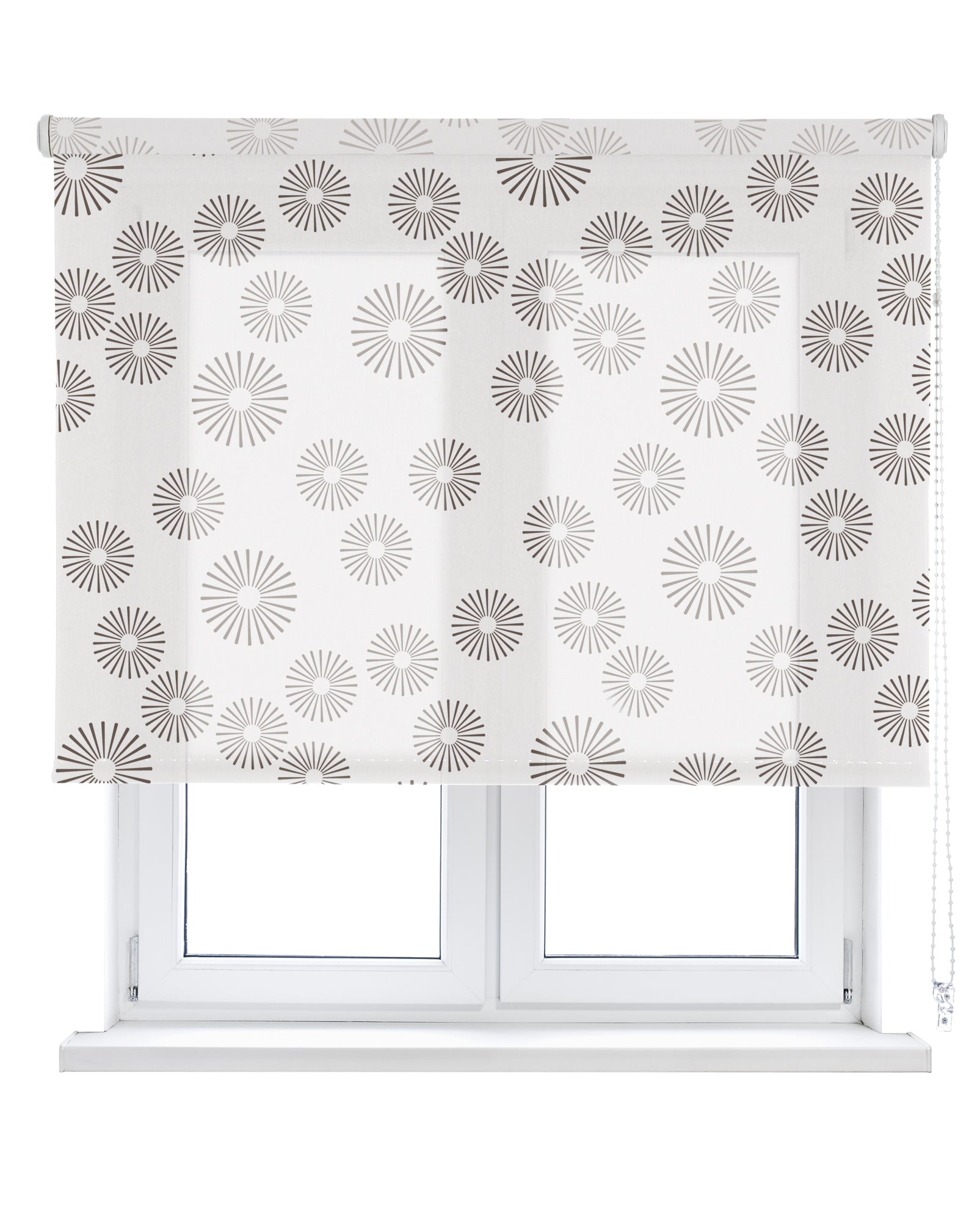 VIEWTEX Tenda a rullo Pasodoble Printed Bianco e Marrone 105 X 250cm - Made in Europe - 5 anni di Garanzia