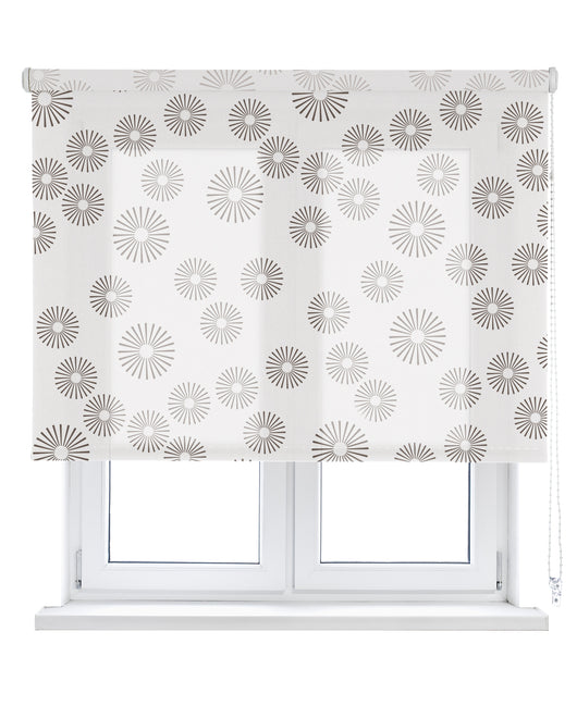 VIEWTEX Tenda a rullo Pasodoble Printed Bianco e Marrone 105 X 250cm - Made in Europe - 5 anni di Garanzia
