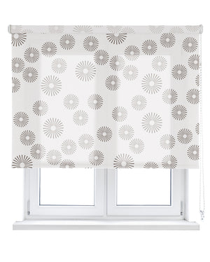 VIEWTEX Tenda a rullo Pasodoble Printed Bianco e Marrone 150 X 250cm - Made in Europe - 5 anni di Garanzia