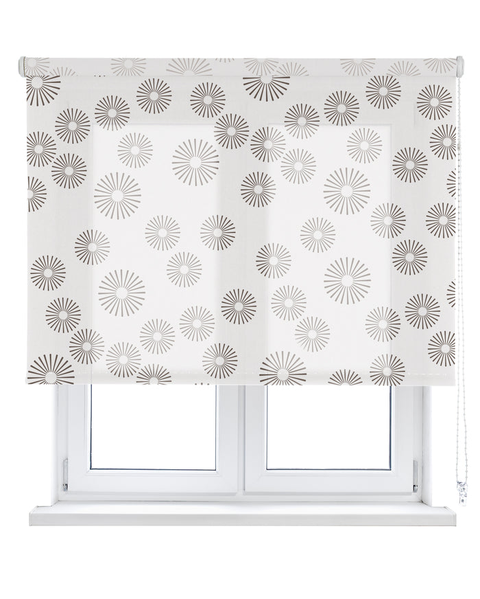 VIEWTEX Tenda a rullo Pasodoble Printed Bianco e Marrone 150 X 250cm - Made in Europe - 5 anni di Garanzia