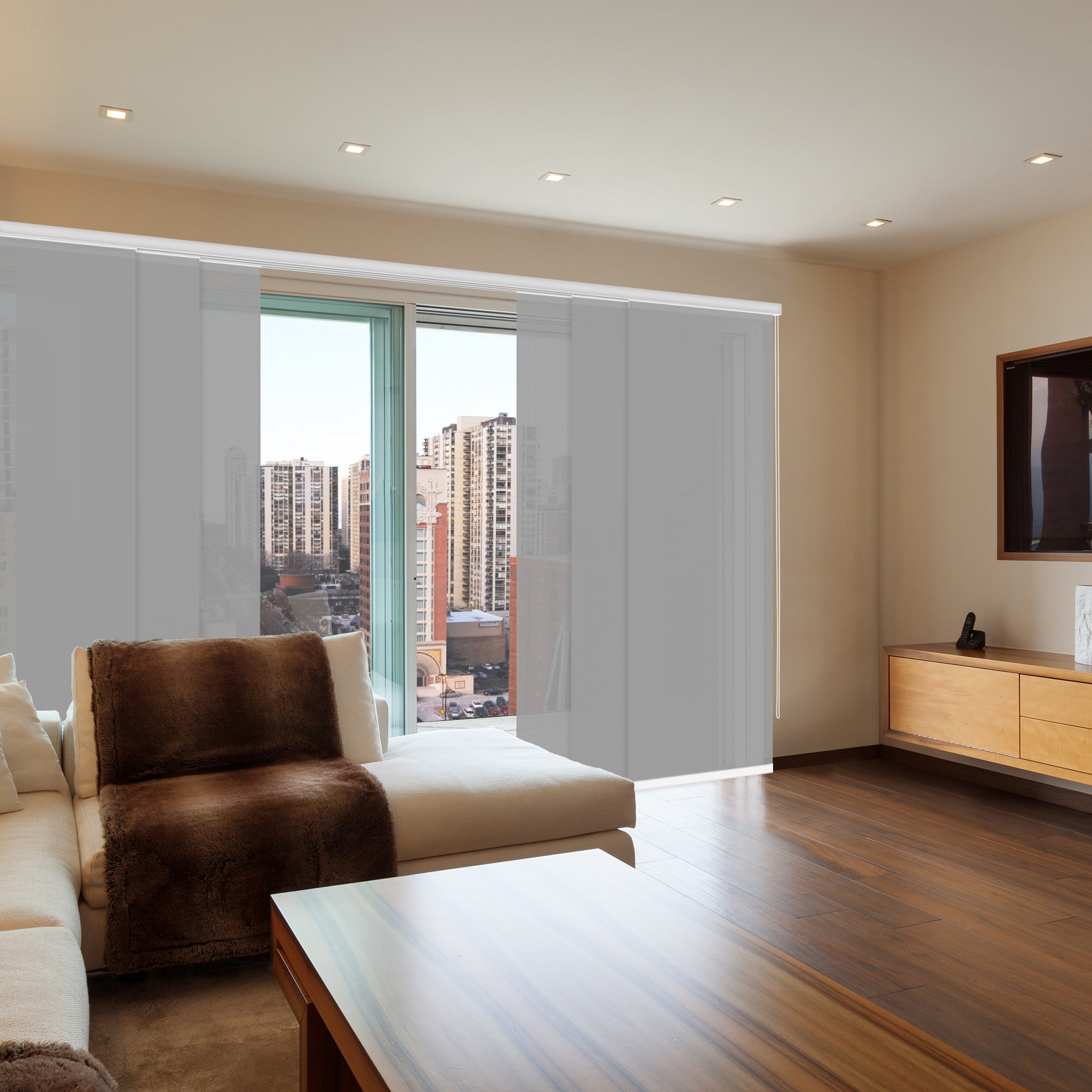 VIEWTEX Kit di pannelli giapponese (binario e pannelli) Screen - Grado di apertura 10% - Grigio perla 285 cm - Made in Europe - 5 anni di garanzia