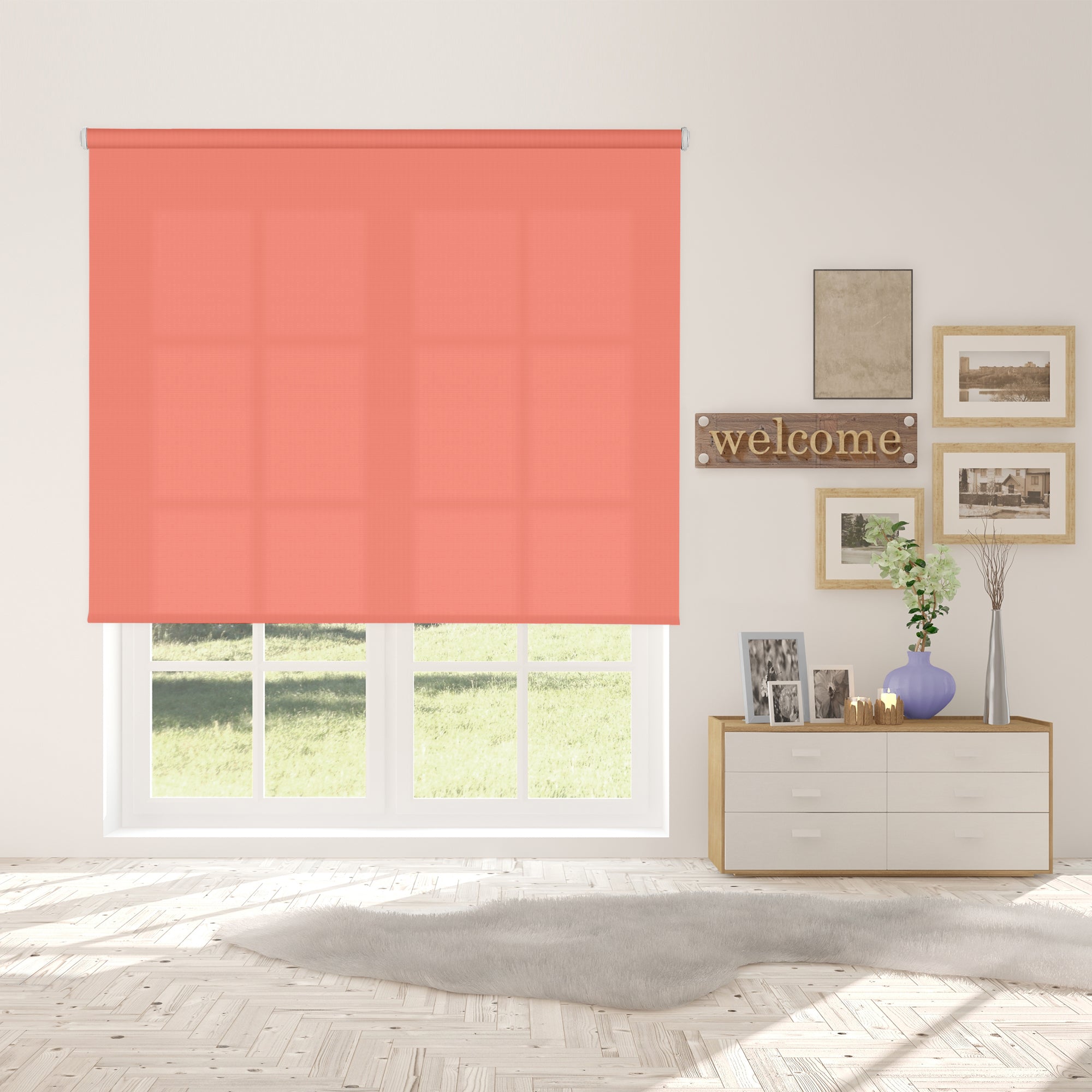 VIEWTEX Tenda a rullo Traslucida Shape Salmone 105 X 250cm - Made in Europe - 5 anni di garanzia