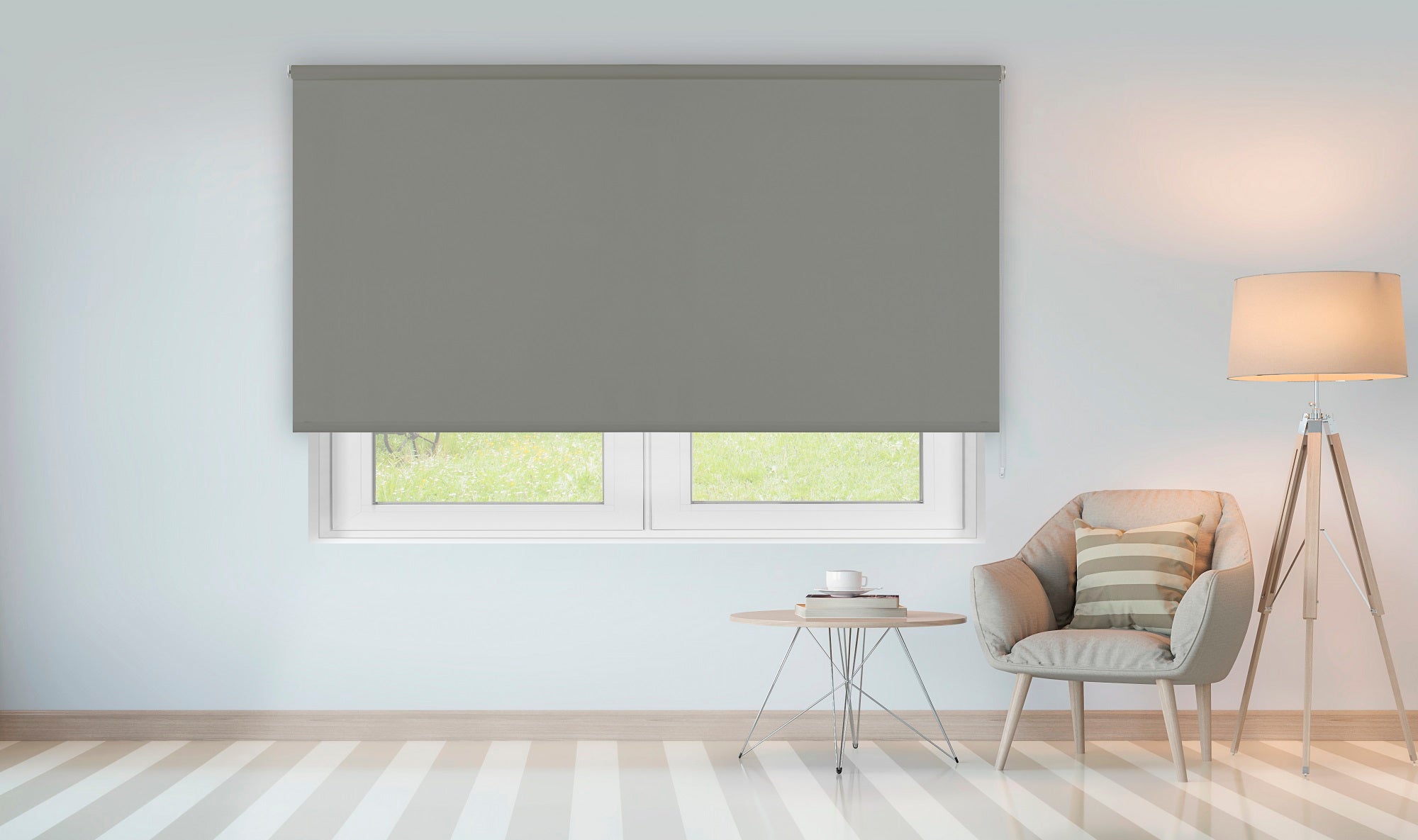 VIEWTEX Tenda a rullo Traslucida Chela Grigio 150 X 250cm - Made in Europe - 5 anni di Garanzia