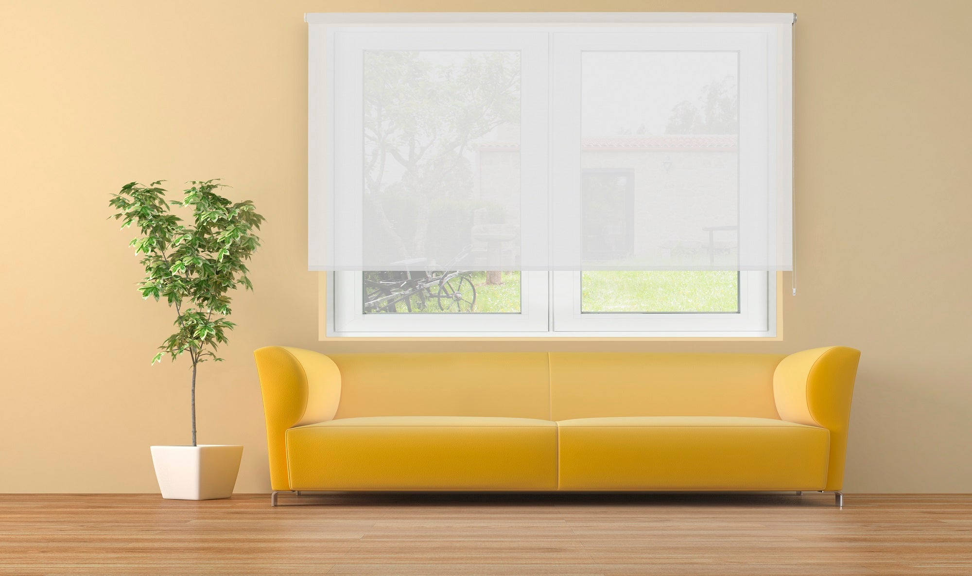 VIEWTEX Tenda a rullo traslucida Cotone (Cotone riciclato) Bianco 120 X 250cm - Made in Europe - 5 anni di garanzia