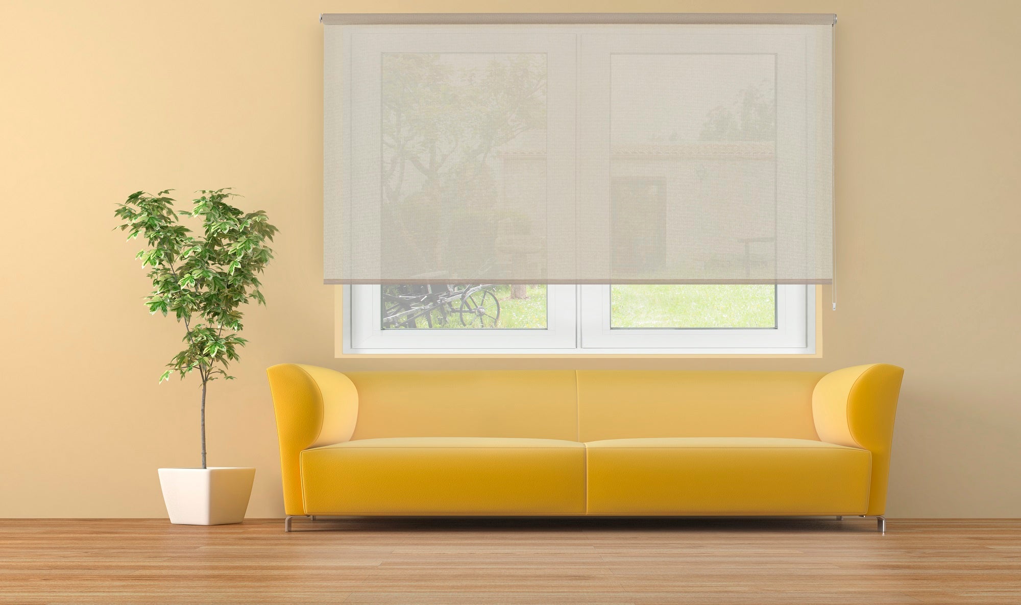 VIEWTEX Tenda a rullo traslucida Cotone (Cotone riciclato) Beige 180 X 250cm - Made in Europe - 5 anni di garanzia