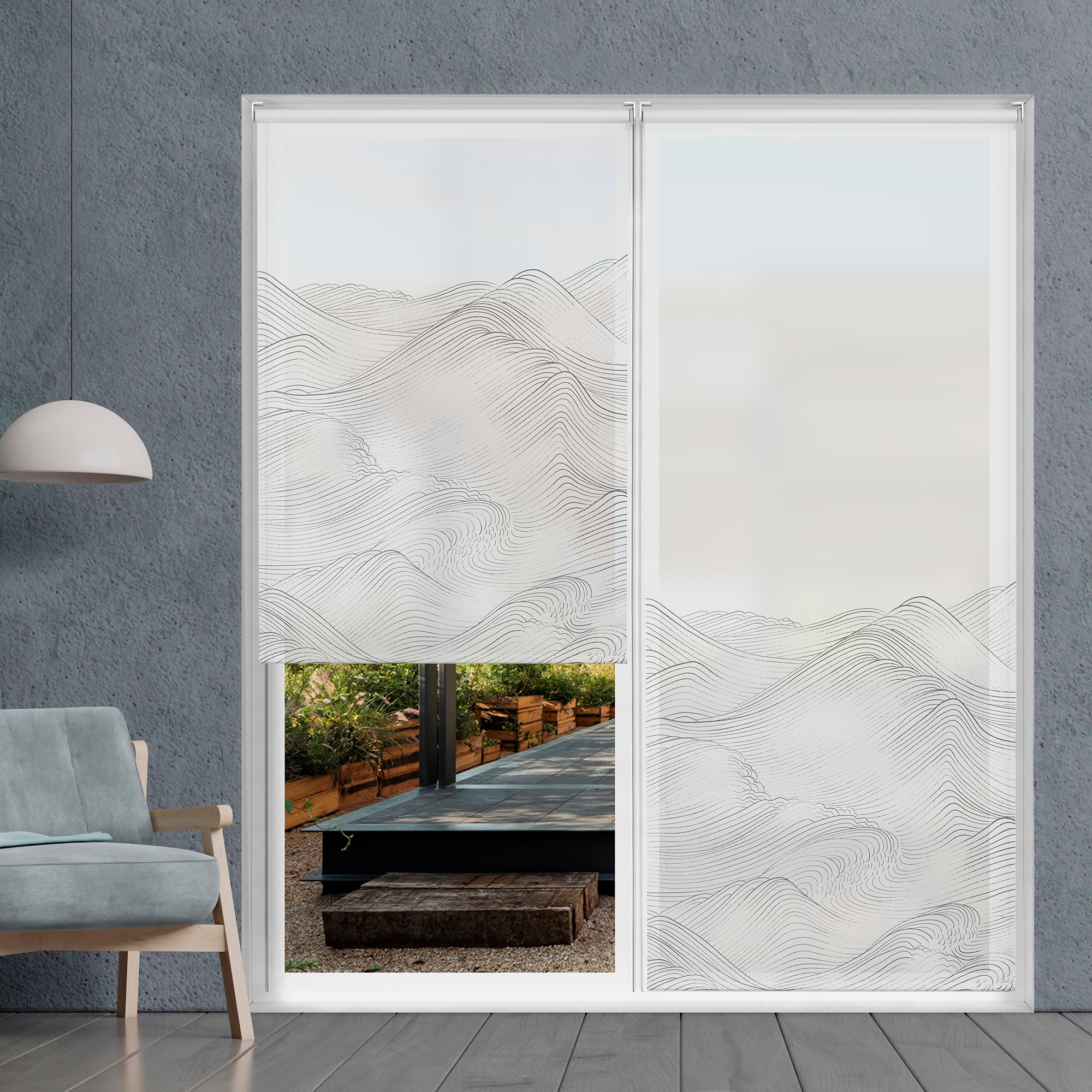 VIEWTEX Tenda a rullo Traslucida Waves Bianco 90 X 250cm - Made in Europe - 5 anni di garanzia