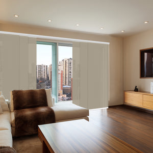 VIEWTEX Kit di pannelli giapponese (binario e pannelli) Screen - Grado di apertura 10% - Linen Sabbia 285 cm - Made in Europe - 5 anni di garanzia