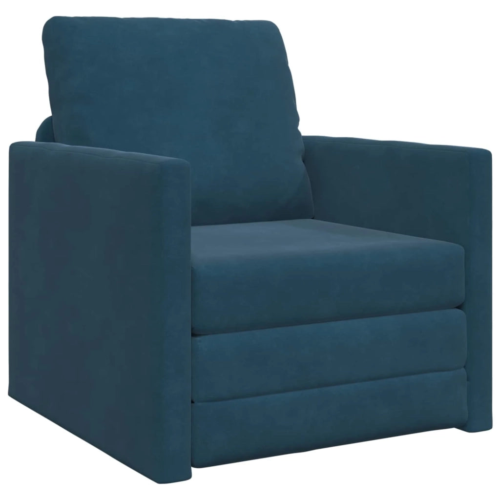 Divano letto | Sof¨¤ letto | Letto singolo Blu 74 x 77 x 81 cm Velluto