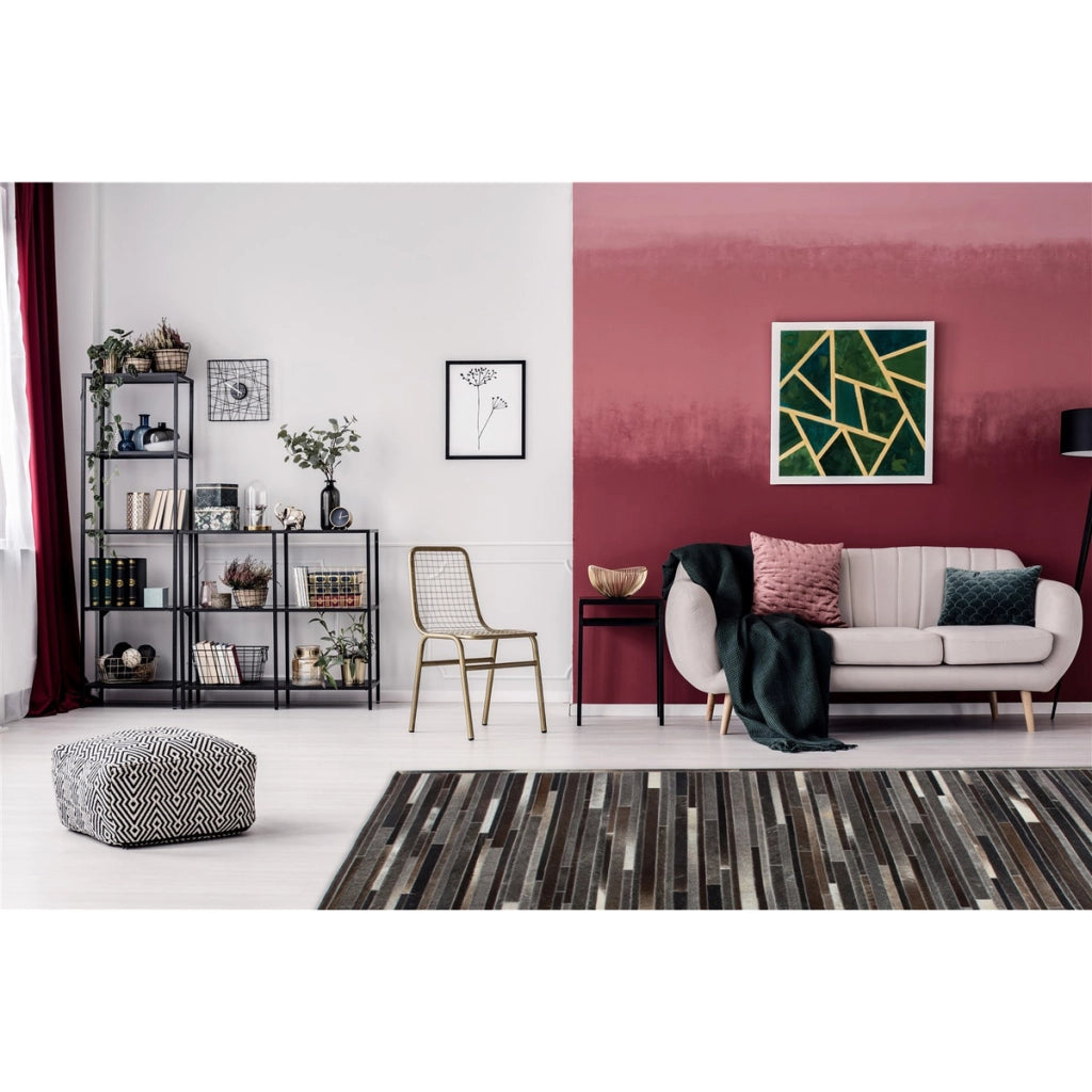 Tappeto in vera pelle Eclipse 100 patchwork grigio e marrone