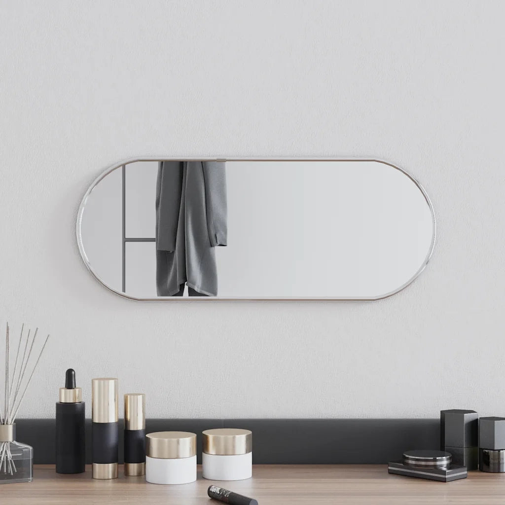 Specchio da Parete Argento 50x20 cm Ovale 348189