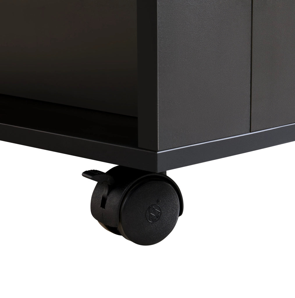 Isola da cucina con piano estraibile 116/177 cm; prese EU e porte USB; nero