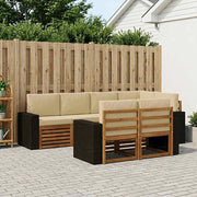 Set di divani da esterno 7 pz Naturale e Beige Poliestere 3384484