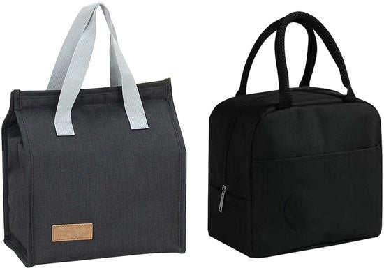 Lunchtas 2 in 1, Impermeabile, Tas per picnic, Tas Bento con cerniera, Tas per lavoro, scuola, viaggio, picnic, Tas termico (nero)