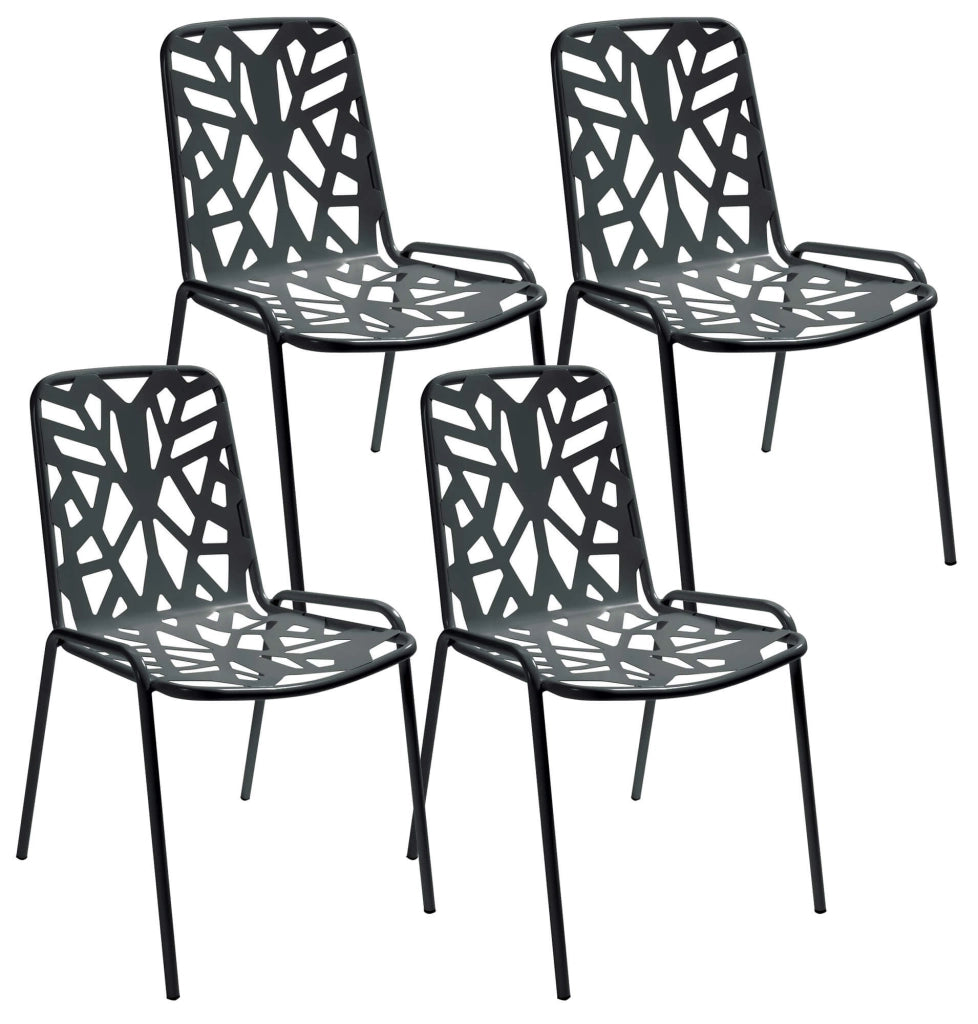 Set 4 Sedie da Giardino 52x59x83 cm in Acciaio RD Italia Fancy Antracite