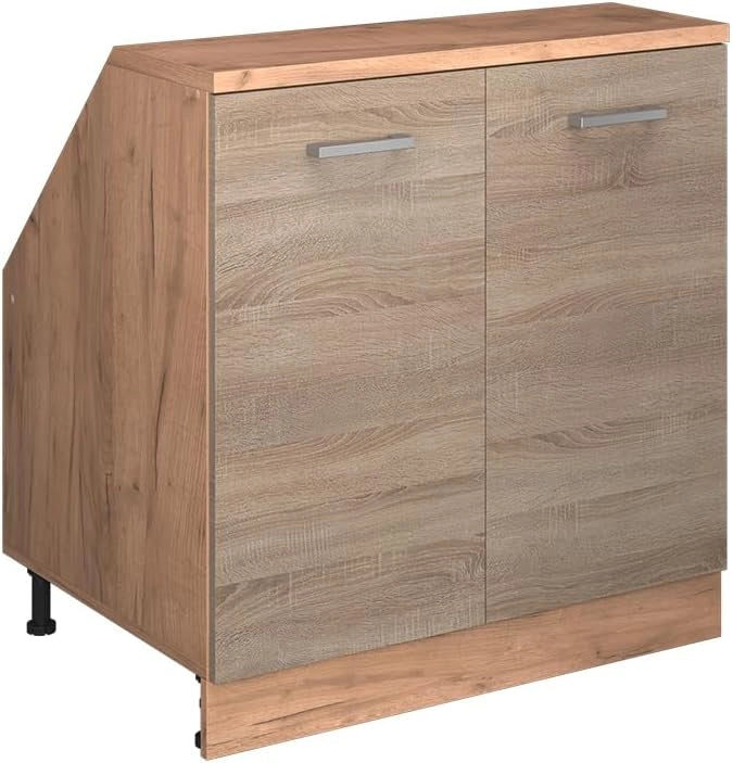 Mobile sottotetto Rion, Sonoma, 80 x 81.6 cm con 2 porte, carcassa 60 cm profondità, adatto per il salvaspazio sotto tetti spioventi