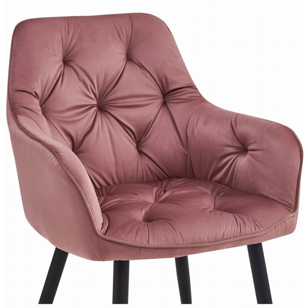 Sedia Jork in velluto rosa antico con gambe nere