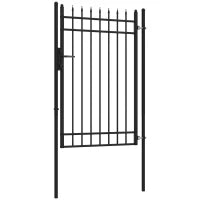 Cancelletto di Sicurezza con Serratura, 3 Chiavi e 2 Paletti, in Acciaio Zincato, 107x204 cm, Nero