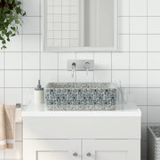 Lavabo Appoggio-Lavandino-Lavello Grigio e Blu Rettangolare 46x35,5x13cm Ceramica