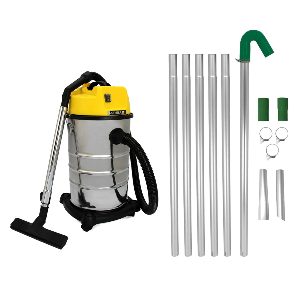 Kit Pulizia Grondaie con Tubi Estensibili + Aspiratore Industriale 30L