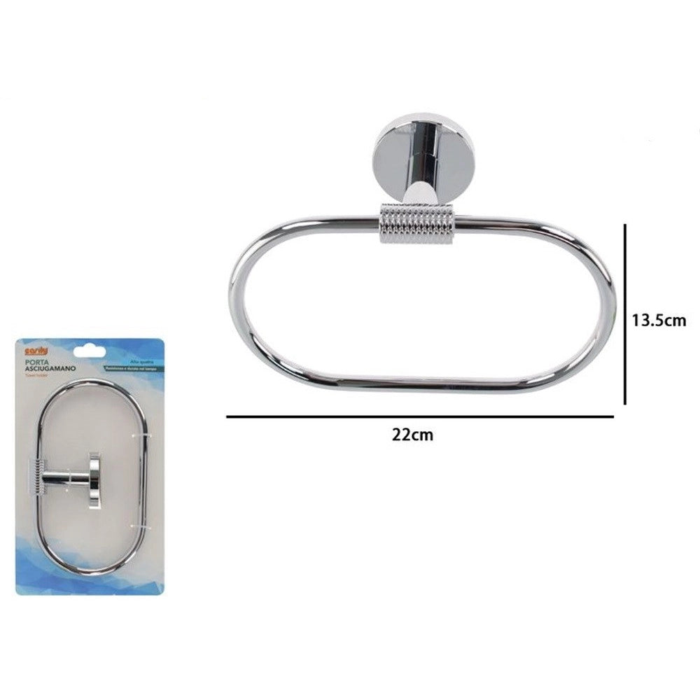 Trade Shop - Porta Asciugamani Ad Anello In Acciaio Accessorio Da Bagno Portasciugamano 87921 -
