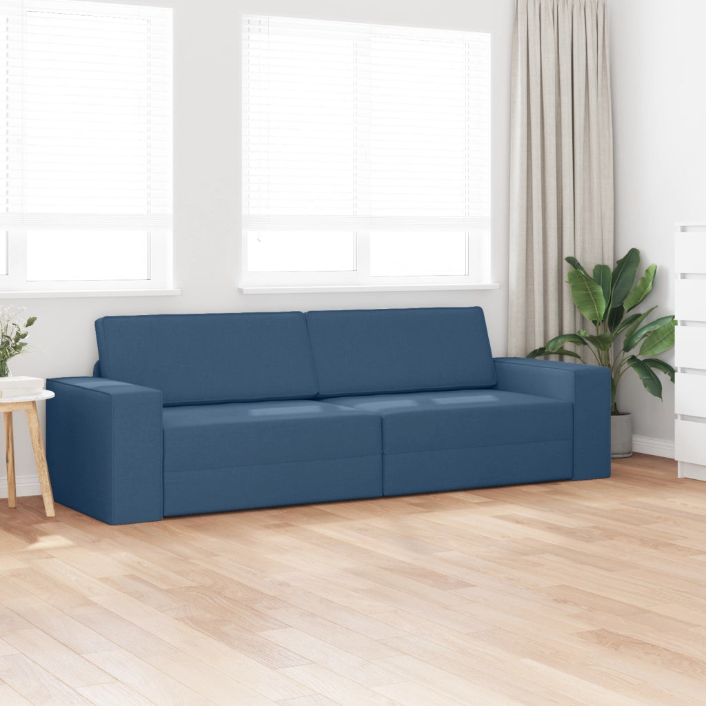 Divano Letto a Terra 2 in 1 Blu 245x150x60.5 cm Tessuto