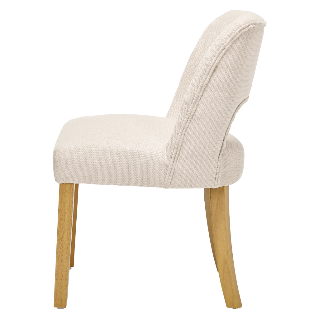 Sedie da pranzo set 4 pezzi ¨C MINIMAL ¨C tessuto lino beige, gambe in legno massello, stile moderno