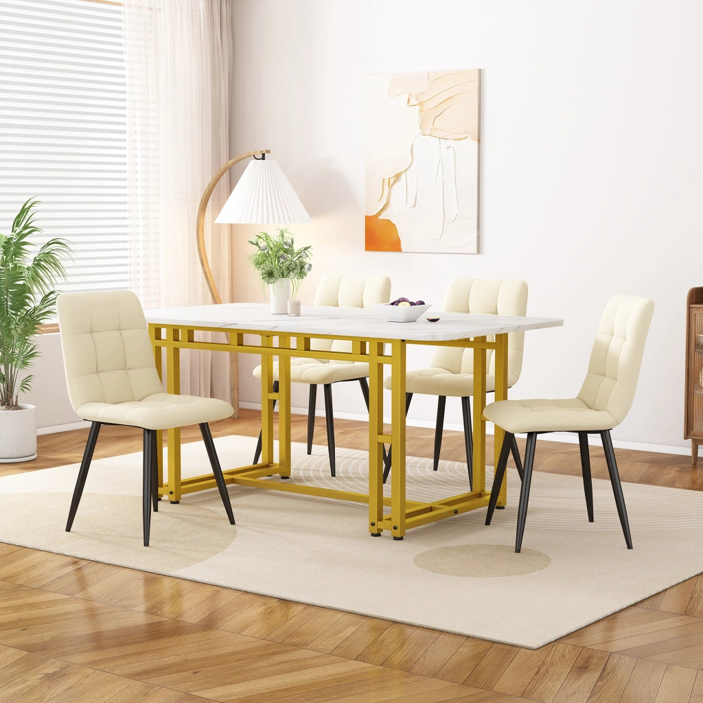 Tavolo da pranzo moderno in MDF con gambe in metallo dorato design leggero per sala da pranzo e soggiorno